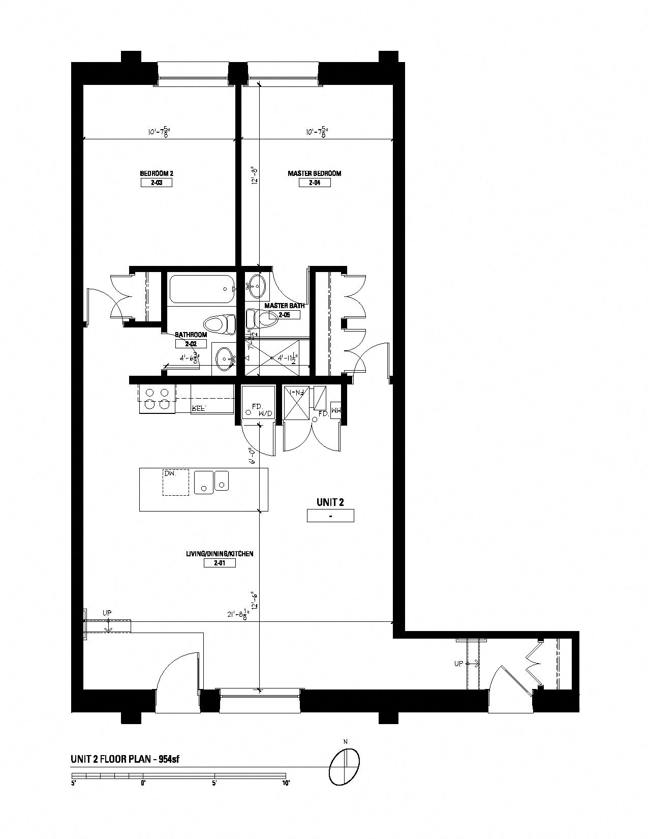 Floor plan for 2 beds, 2 baths, 1895 sqft